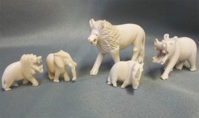 Carved African animal figurines