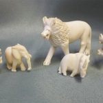 Carved African animal figurines