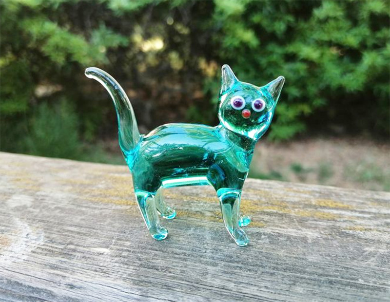 Cute glass cat figurines