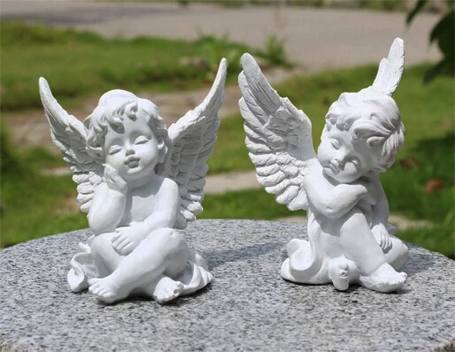 Set of 2 Resin Adorable Guardian Angel Figurines