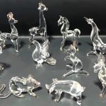 Set of 10 Piece Spun Glass Animal Figurine Set